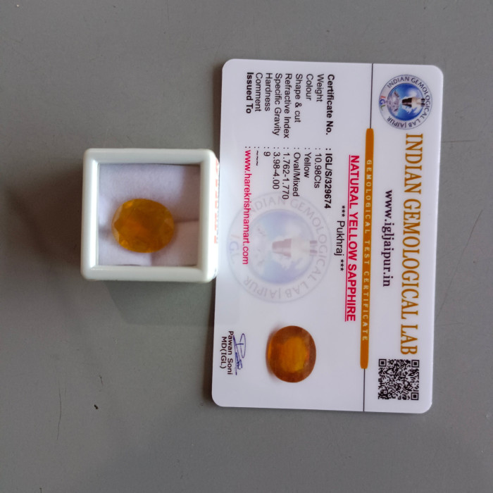 Certified Yellow Sapphire Stone (Yellow Pukhraj Stone Price & Benefits)