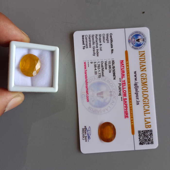 Certified Yellow Sapphire Stone (Yellow Pukhraj Stone Price & Benefits)