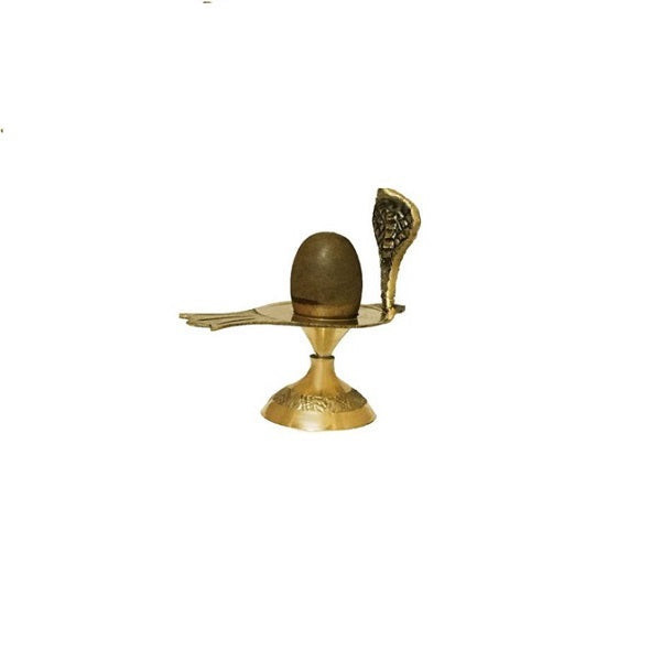 Narmadeshwar Shivling with Jalhari (Brass, Stone, Gold, Brown)