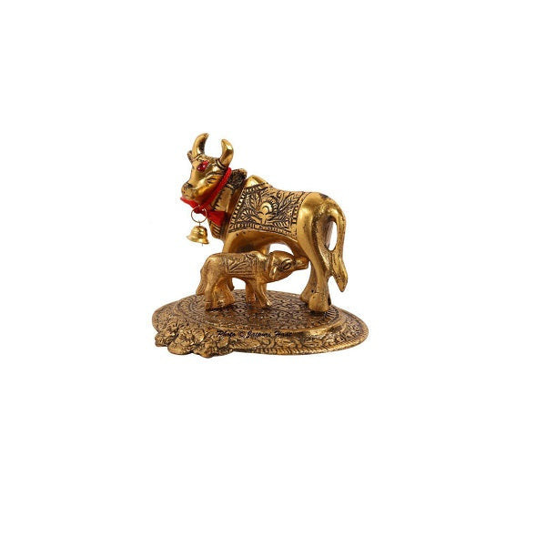 Brass Cow And Calf Idol