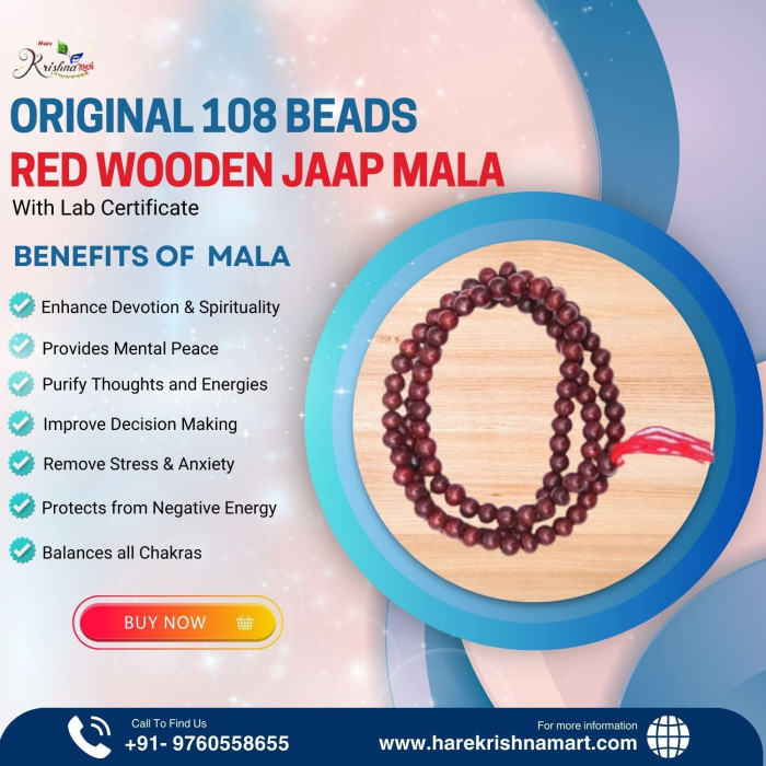 Red Wooden 108 beads Mala